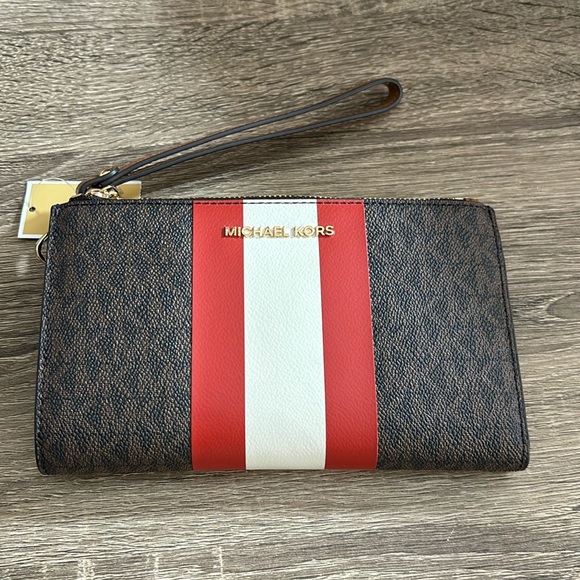 MK Adele Logo Stripe Smartphone Wallet NWT - Picture 1 of 7